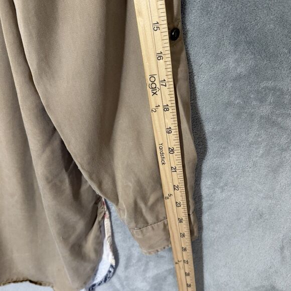 John Mark Top XL Tan Mixed Media Floral Long Sleeve  Boho Roll Tab Sleeve - Picture 5 of 8